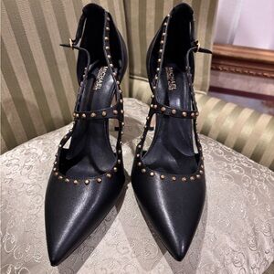Michael Kors Black Women’s Heels Gold Studded Size 8